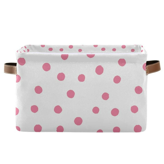 Yayeee Canvas Storage Basket with Handles for Shelves Fabric Bins Closet Organizer, Pink Polka Dots