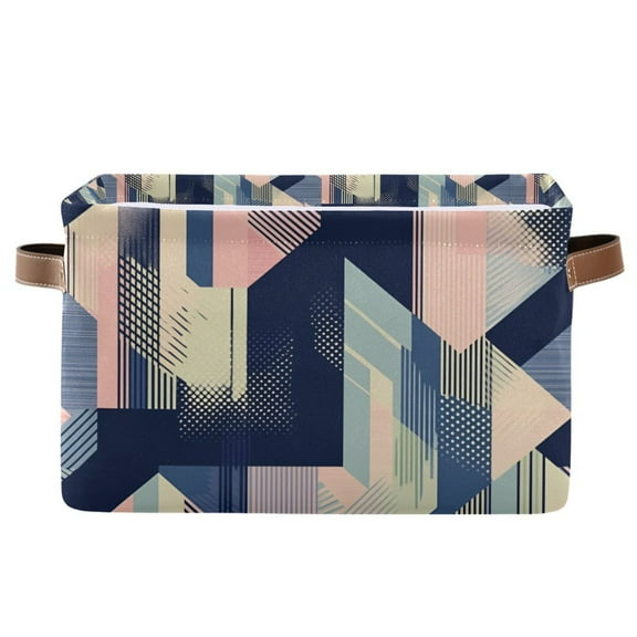 Yayeee Canvas Storage Basket with Handles for Shelves Fabric Bins Closet Organizer, Pink Stripes