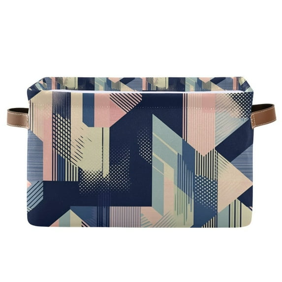 Yayeee Canvas Storage Basket with Handles for Shelves Fabric Bins Closet Organizer, Pink Stripes