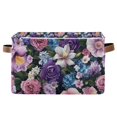 thumbnail image 1 of Yayeee Canvas Storage Basket with Handles for Shelves Fabric Bins Closet Organizer, Pink and Purple Flowers, 1 of 8