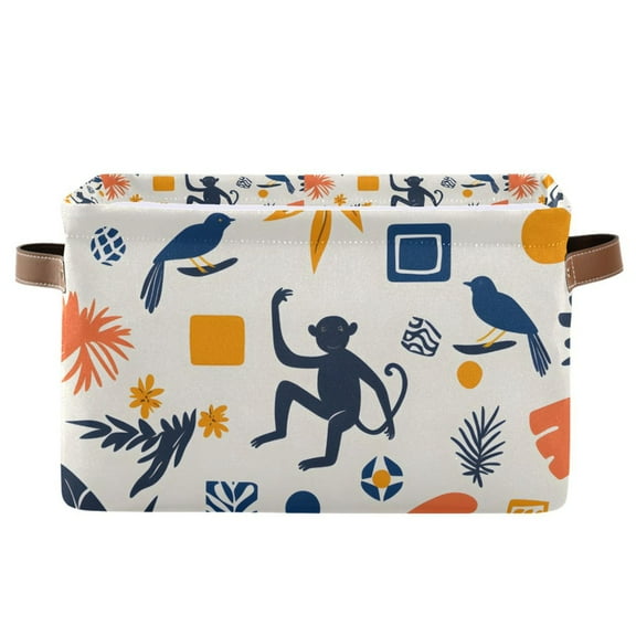 Yayeee Canvas Storage Basket with Handles for Shelves Fabric Bins Closet Organizer, Playful Forest