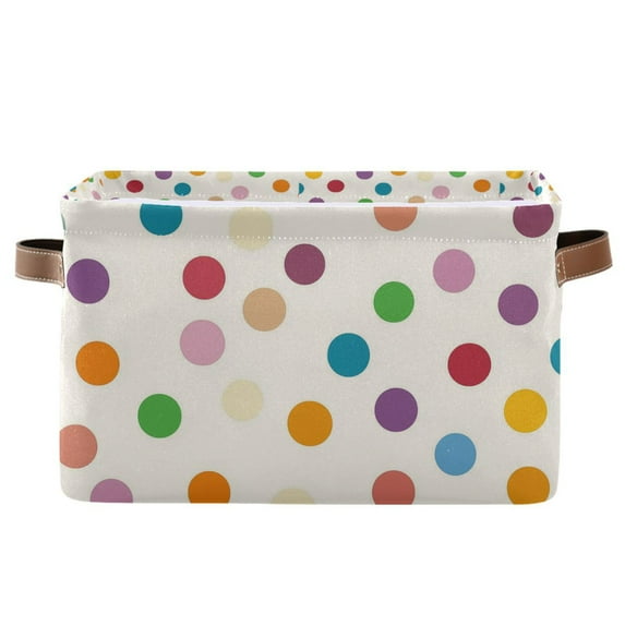Yayeee Canvas Storage Basket with Handles for Shelves Fabric Bins Closet Organizer, Polka Dot
