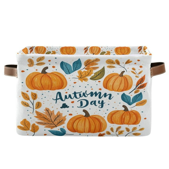 Yayeee Canvas Storage Basket with Handles for Shelves Fabric Bins Closet Organizer, Pumpkins Pattern