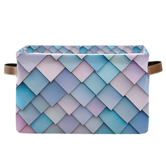 Yayeee Canvas Storage Basket with Handles for Shelves Fabric Bins Closet Organizer, Purple Art Pattern