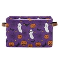 thumbnail image 1 of Yayeee Canvas Storage Basket with Handles for Shelves Fabric Bins Closet Organizer, Purple Halloween Ghost Pattern, 1 of 8