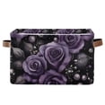 thumbnail image 1 of Yayeee Canvas Storage Basket with Handles for Shelves Fabric Bins Closet Organizer, Purple Roses, 1 of 8
