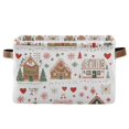 thumbnail image 1 of Yayeee Canvas Storage Basket with Handles for Shelves Fabric Bins Closet Organizer, Red Nordic Christmas House, 1 of 8