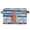 thumbnail image 1 of Yayeee Canvas Storage Basket with Handles for Shelves Fabric Bins Closet Organizer, Red Sailboats, 1 of 8
