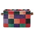 thumbnail image 1 of Yayeee Canvas Storage Basket with Handles for Shelves Fabric Bins Closet Organizer, Red and Purple Plaid Pattern, 1 of 8