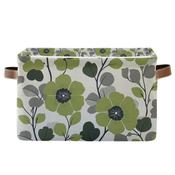 Yayeee Canvas Storage Basket with Handles for Shelves Fabric Bins Closet Organizer, Retro Flower Print