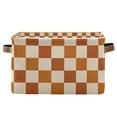 thumbnail image 1 of Yayeee Canvas Storage Basket with Handles for Shelves Fabric Bins Closet Organizer, Rusty Orange Plaid, 1 of 8