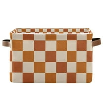 Yayeee Canvas Storage Basket with Handles for Shelves Fabric Bins Closet Organizer, Rusty Orange Plaid