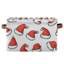 Yayeee Canvas Storage Basket with Handles for Shelves Fabric Bins Closet Organizer, Santa Hats Pattern