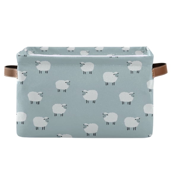 Yayeee Canvas Storage Basket with Handles for Shelves Fabric Bins Closet Organizer, Simple Sheep Pattern