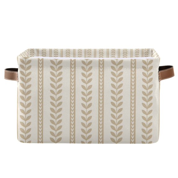 Yayeee Canvas Storage Basket with Handles for Shelves Fabric Bins Closet Organizer, Soft Brown Abstract Pattern