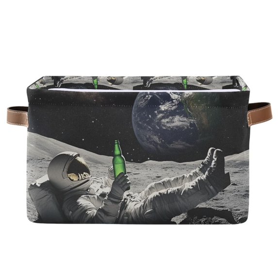 Yayeee Canvas Storage Basket with Handles for Shelves Fabric Bins Closet Organizer, Space Earth