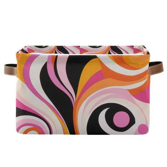 Yayeee Canvas Storage Basket with Handles for Shelves Fabric Bins Closet Organizer, Swirling Circles