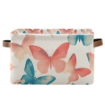 Yayeee Canvas Storage Basket with Handles for Shelves Fabric Bins Closet Organizer, Watercolor Butterflies