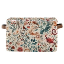 Yayeee Canvas Storage Basket with Handles for Shelves Fabric Bins Closet Organizer, Watercolor Leaves