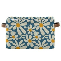 Yayeee Canvas Storage Basket with Handles for Shelves Fabric Bins Closet Organizer, Whimsy Daisy Pattern