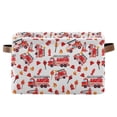 thumbnail image 1 of Yayeee Canvas Storage Basket with Handles for Shelves Fabric Bins Closet Organizer, White Cartoon Fire Truck Pattern, 1 of 8