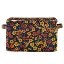 Yayeee Canvas Storage Basket with Handles for Shelves Fabric Bins Closet Organizer, Yellow Floral