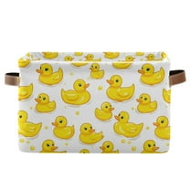 Yayeee Canvas Storage Basket with Handles for Shelves Fabric Bins Closet Organizer, Yellow Rubber Ducks