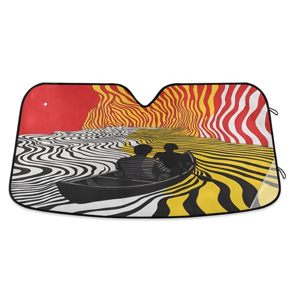 Yayeee Car Windshield Sun Shade Universal Fit Front Visor Protector, Abstract Boat