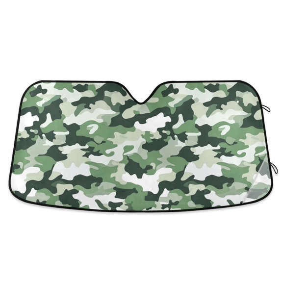 Yayeee Car Windshield Sun Shade Universal Fit Front Visor Protector, Army Green Camouflage Pattern