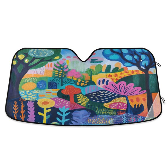 Yayeee Car Windshield Sun Shade Universal Fit Front Visor Protector, Art Plants