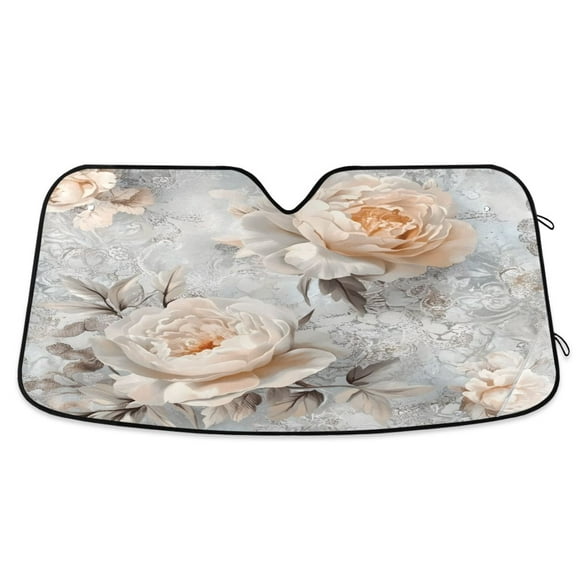 Yayeee Car Windshield Sun Shade Universal Fit Front Visor Protector, Beautiful Floral