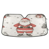 Yayeee Car Windshield Sun Shade Universal Fit Front Visor Protector, Beige Christmas Santa
