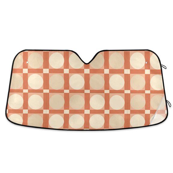 Yayeee Car Windshield Sun Shade Universal Fit Front Visor Protector, Beige Geometric