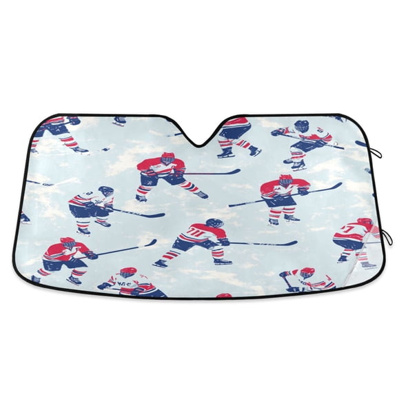 Yayeee Car Windshield Sun Shade Universal Fit Foldable Front Window Visor Protector, Size 55"x27.6", Blue Ice Hockey