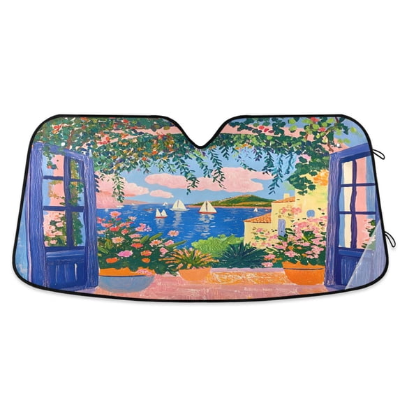 Yayeee Car Windshield Sun Shade Universal Fit Front Visor Protector, Blue Window