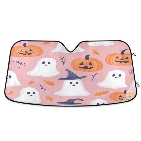 Yayeee Car Windshield Sun Shade Universal Fit Front Visor Protector, Cartoon Halloween Ghosts