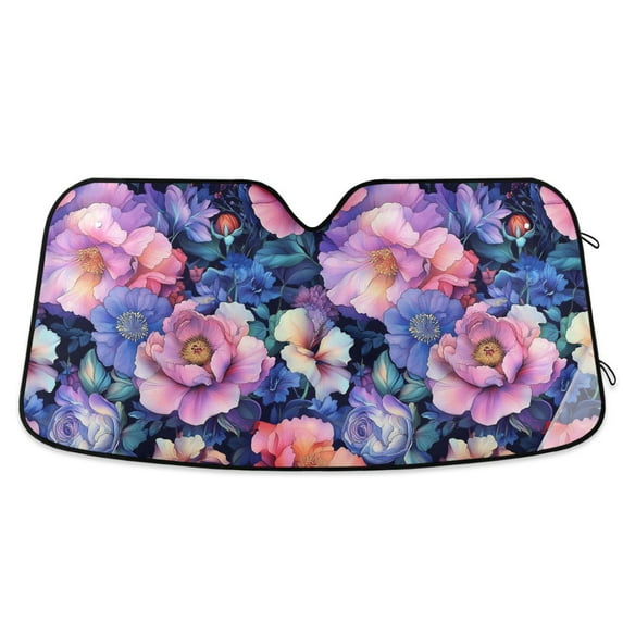 Yayeee Car Windshield Sun Shade Universal Fit Front Visor Protector, Colorful Art Flowers