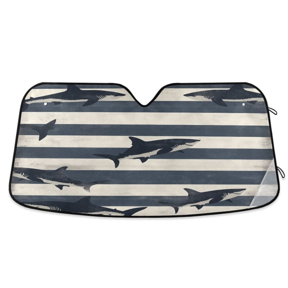 Yayeee Car Windshield Sun Shade Universal Fit Foldable Front Window Visor Protector, Size 55"x27.6", Dark Sharks