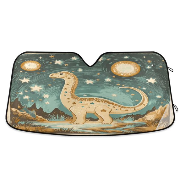 Yayeee Car Windshield Sun Shade Universal Fit Front Visor Protector, Dinosaur with Stars