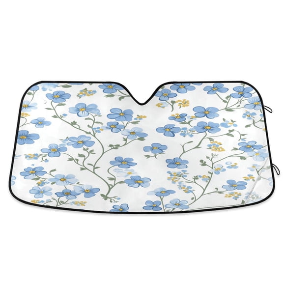 Yayeee Car Windshield Sun Shade Universal Fit Foldable Front Window Visor Protector, Size 55"x27.6", Forget Me Not