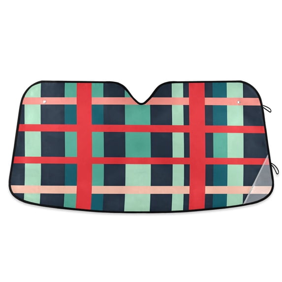 Yayeee Car Windshield Sun Shade Universal Fit Front Visor Protector, Green Plaid