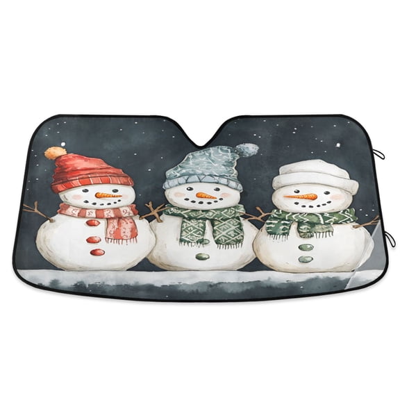 Yayeee Car Windshield Sun Shade Universal Fit Front Visor Protector, Green Snowmen