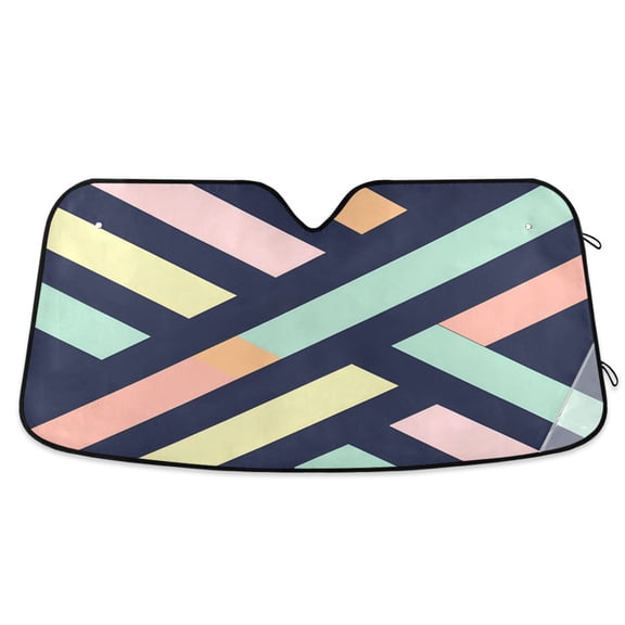 Yayeee Car Windshield Sun Shade Universal Fit Front Visor Protector, Green Stripes