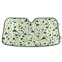 Yayeee Car Windshield Sun Shade Universal Fit Front Visor Protector, Green Triangles Pattern