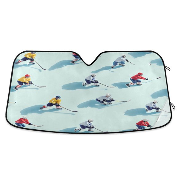 Yayeee Car Windshield Sun Shade Universal Fit Front Visor Protector, Ice Hockey