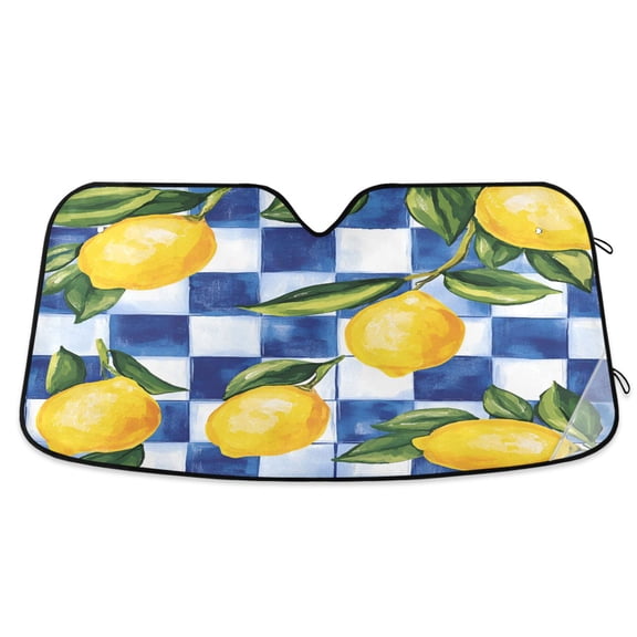 Yayeee Car Windshield Sun Shade Universal Fit Front Visor Protector, Lemon Checkered
