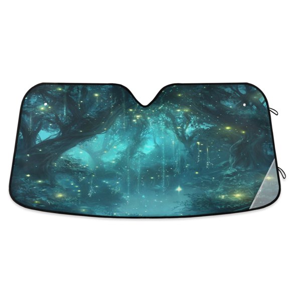 Yayeee Car Windshield Sun Shade Universal Fit Front Visor Protector, Magical Forest