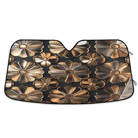 Yayeee Car Windshield Sun Shade Universal Fit Front Visor Protector, Metallic Flower