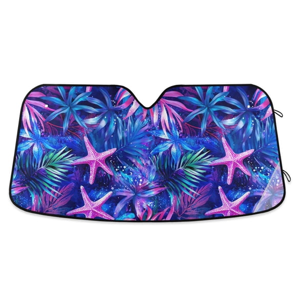 Yayeee Car Windshield Sun Shade Universal Fit Front Visor Protector, Neon Pink Starfish