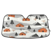 Yayeee Car Windshield Sun Shade Universal Fit Front Visor Protector, Orange Cartoon Houses